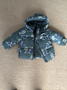 Kids  Dino Puffer Jacket with Hood